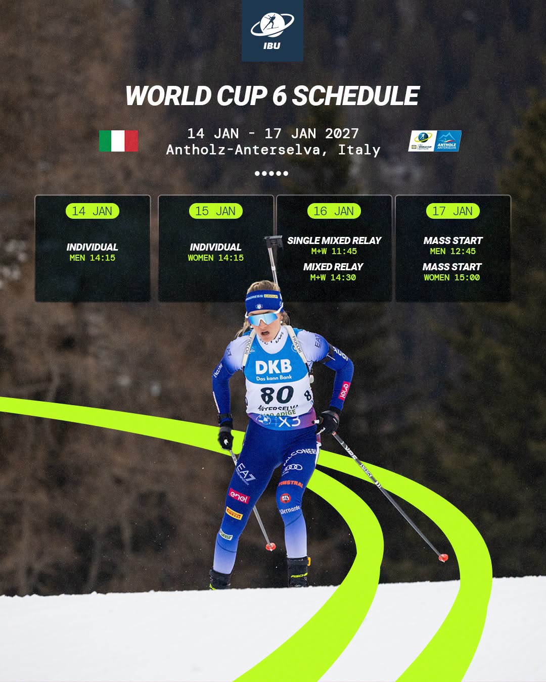 Kalendarz Pucharu Świata w biathlonie - sezon 2026/2027 - Antholz-Anterselva