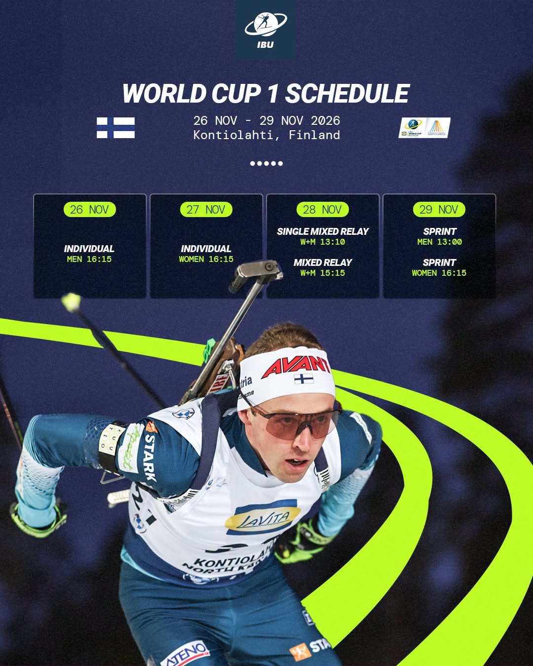 Terminarz Pucharu Świata w biathlonie - sezon 2026-2027 - Kontiolahti
